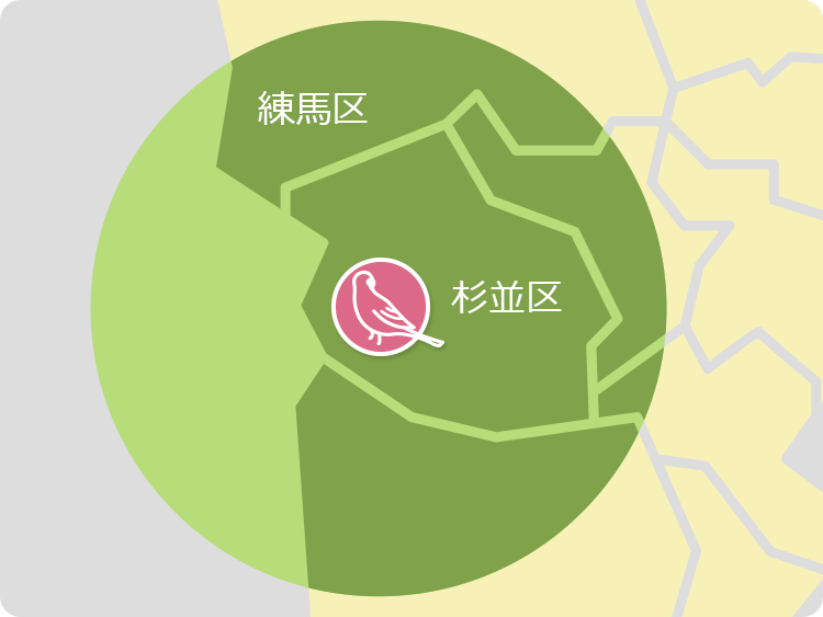 上井草在宅支援診療所の訪問診療エリアマップ